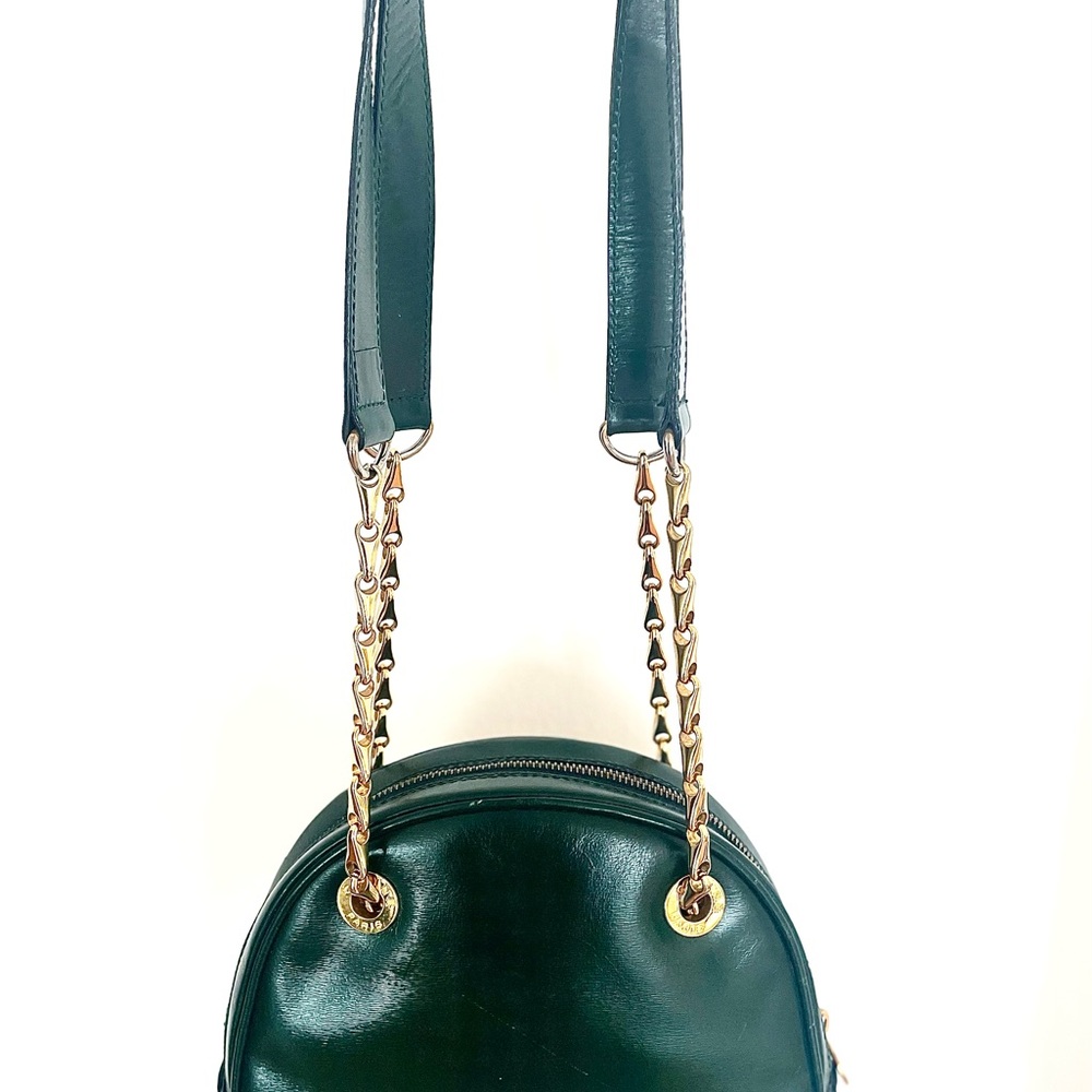 Celine Dark Green Shoulder Bag with Gold Chain